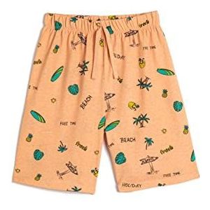 Koton Boys's katoenen shorts met trekkoord, Oranje design (2d0), 4-5 Jaar