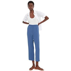 Trendyol Vrouwen Hoge Taille Rechte Been Rechte Broek, marineblauw, 62