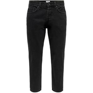 ONLY & SONS Mannen Regular fit Jeans ONSAVI Beam TAP Black NOOS, zwart denim, 28W x 30L
