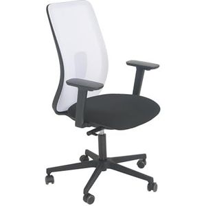 Real Piel RP Real Work Ergonomische bureaustoel van ademend mesh, draaibaar, kantelbaar, met hoogte en verstelbare armleuningen, basis met wielen, zwart + wit, Italiaans product