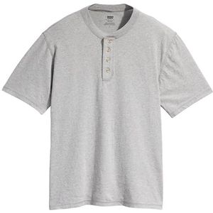 Levi's Heren korte mouwen button henley hemd, Mid Tone Grey Heathe, L