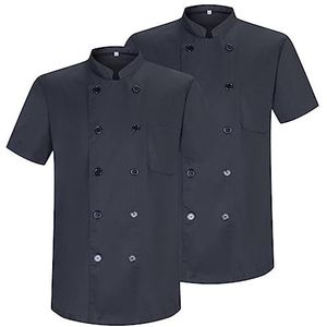 MISEMIYA 2-pack kookjas voor heren KZ-2-8421B, Koksjassen 8421 - Zwart, 4XL