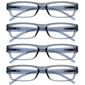 The Reading Glasses Bedrijf Grijs Lichtgewicht Comfortabele Lezers Waarde 4 Pack Designer Style Mens Womens UVR4PK032GR +3.00