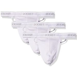 2(X) IST Men's Essential Cotton Y-Back Thong 3-Pack,White,Small