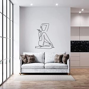 Decovieno Metaal Geometrisch Minimalistisch Lijn Kunst Muur Decor, 83 cm Lengte x 63 cm Breedte x 3 cm Hoogte, Zwart