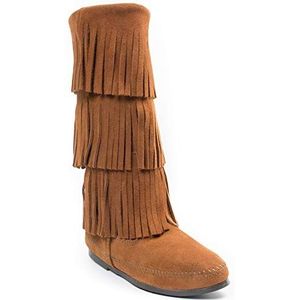 Minnetonka 3-laags fringe dames halve schacht mocassin boots, bruin bruin 2, 36 EU