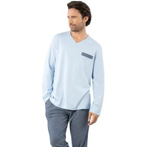 Eminence Biologisch katoen, lange pyjama, nacht heren, Hemel/Blauw, S