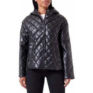 Armani Exchange Gewatteerde faux Leather Shell Jacket voor dames, zwart, S