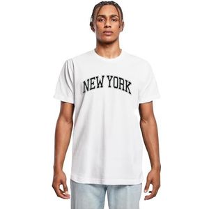 Mister Tee Heren T-shirt NY Wording Tee, casual heren T-shirt met opschrift, 100% katoen, maten XS - 5XL, wit, S