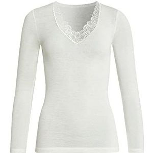 Sangora Shirt met lange mouwen en kant, wolwit, L