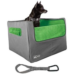 Kurgo Auto Booster Seat voor honden of katten | Hondenautostoeltje | Hondengordel Tether| Carrier autostoel voor Petsup tot 30 pond | Helpt bij hondenautoziekte | Skybox Booster | Grasgroen/houtskool