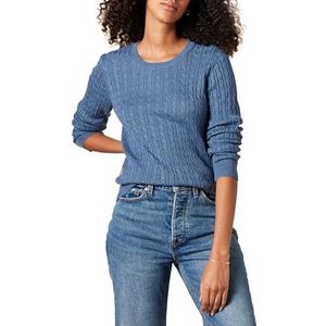 Amazon Essentials vrouwen lichtgewicht kabel ronde hals trui,Franse Blauwe Heather,L