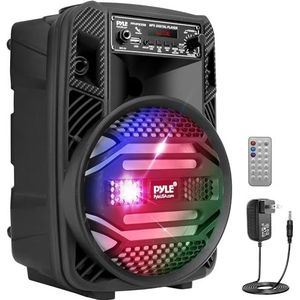 Portable Bluetooth PA Speaker System - 300W Rechargeable Outdoor Bluetooth Speaker Portable PA System w/ 8” Subwoofer 1” Tweeter, Microphone In, Party Lights, MP3/USB, Radio, Remote