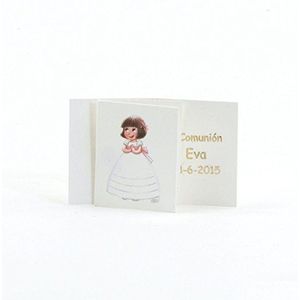 mopec x0229 - eerste communie meisje met jurk boekenkaart prinses, verpakking van 100 stuks