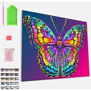 SPLAT PLANET Vlinder muur kunst ingelijst diamant schilderij kit, ingelijst kristal kunst, strass, ingelijste diamant kunst, 5D Diamond Painting Kit, huis muur decoratie, kunst en ambachten voor volwassenen, kinderen, 30x40cm