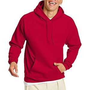 Hanes Heren EcoSmart Hoodie, Midweight Fleece, Pullover Hooded Sweatshirt, Diep Rood, S