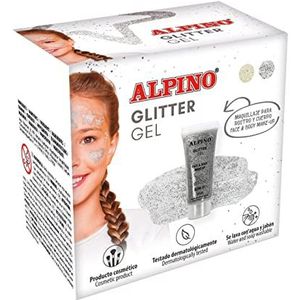 Alpino Glitter Gel Fiesta kleur zilver uni formaat 6 stuks | glitter gel met transparante basis | vloeibare glitter zilver