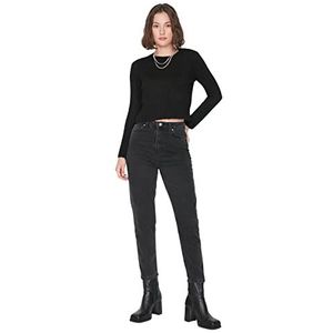 Trendyol Vrouwen Basic Normale Taille Rechte Been Moeder Jeans, Anthracite, 58