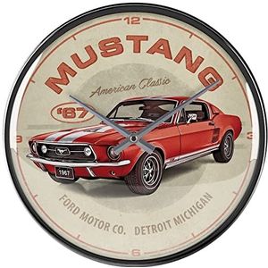 Nostalgic-Art Retro wandklok, Ford Mustang – GT 1967 Red – Geschenkidee voor fans van autoaccessoires, Grote keukenklok, Deco vintage design, Ø 31 cm