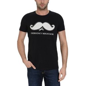 JACK & JONES heren T-shirt Slim Fit 12061640 Moustache Tee Emergency