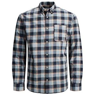 JACK&JONES Heren JJSUMMER LS Shirt, Navy Blazer/Checks:/Comfort, S