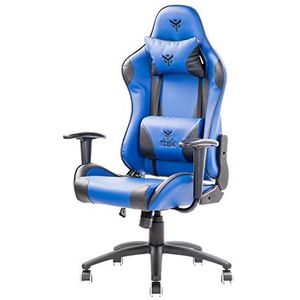 iTek Gaming Chair Playcom PM20, kunstleer, zwart-blauw, normale