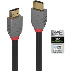 Lindy 2 m Ultra High Speed HDMI-kabel, Anthra Line, HDMI 2.1 gecertificeerd 8K, 10K, 48 Gbps, Dolby True HD, Dolby Atmos, Tv Oled-monitor, Xbox Series X, PS5, Blu Ray Soundbar