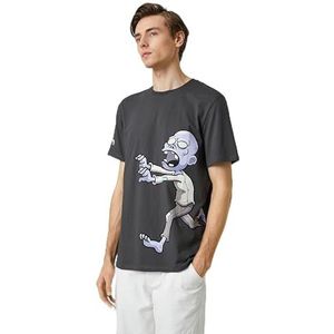 Koton Oversized T-shirt voor heren, ronde hals, korte mouwen, grijs (023), M
