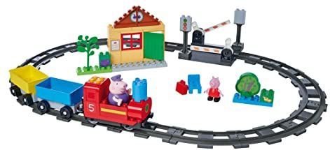 BIG-Bloxx Peppa Pig Train Fun Constructieset, BIG-Bloxx set inclusief Peppa en Opa Pig, 55-delig, voor kinderen vanaf 18 maanden