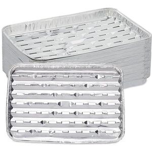 Relaxdays aluminium bakjes bbq, set van 40, BxD: 34 x 22 cm, alu lekbakjes voor barbecue, grill, tot 260 °C, zilver
