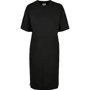 Urban Classics Damesjurk van biologisch katoen, organisch, oversized, slit tee jurk, dames T-shirt jurk voor vrouwen met split in vele kleuren, maten XS - 5XL, zwart, XXL