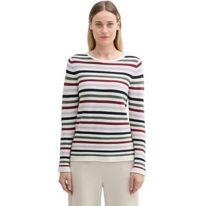 TOM TAILOR Damestrui, 36570 - Red Green Knit Stripe Design, XL