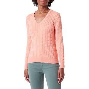 GANT Stretch Cotton Cable V-hals, Peachy Pink, 3XL