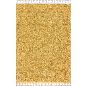 carpet city Hoogpolig tapijt woonkamer - effen geel - 120x160 cm - shaggy tapijt hoogpolige - kettdraden - slaapkamertapijt pluizig zacht - moderne woonkamertapijten