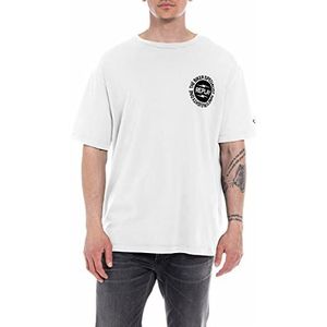 Replay Heren T-shirt korte mouwen met backprint, Optical White 001, S