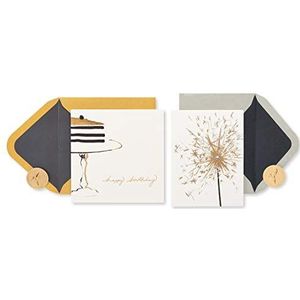 Papyrus Zwarte en gouden verjaardagskaarten, Cake en Sparkler (2-telling)