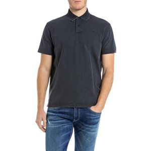 REPLAY Poloshirt voor heren, regular fit, van katoen, 715 Deep Navy, M