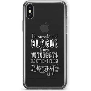 Zokko Beschermhoesje voor iPhone XS Max J'Ai vertelt een grappig met Franse opschrift: zacht transparant inkt wit