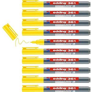 edding 361 whiteboardmarker - geel - 10 whiteboardstiften - ronde punt 1 mm - boardmarker uitwisbaar - voor whiteboard, flipchart, magneetbord, prikbord, memobord - sketchnotes