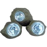 Lumi Jardin 3 stuks zonne-velgen voor de tuin, LED, wit, Rocky Brown, 14 en 9 cm