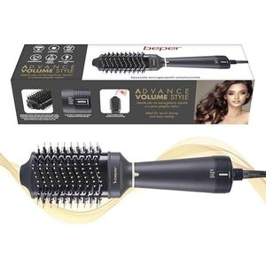 BEPER P301PIS102 Volumiserende föhnborstel, 1200W, Gladmakende, Volumiserende en krullende borstel, 3 Temperatuurinstellingen en 2 Snelheden, Ergonomische handgreep en draaibaar snoer, Zwart