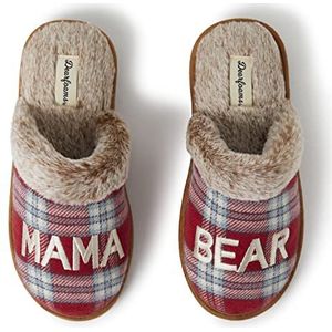 Dearfoams Vrouwen Mama Bear Slipper, rood geruit, Medium UK, Rode Plaid, Medium
