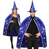 Widmann - Kostuum tovenaar voor volwassenen, cape (85 cm) met hoed, goochelaar, heks