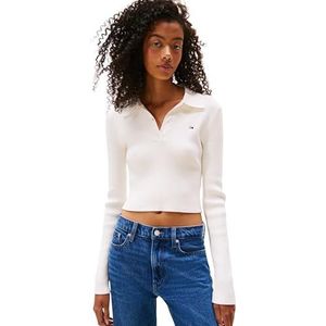Tommy Jeans - Essential - Trui - Wit - Slanke Pasvorm - Lange Mouw