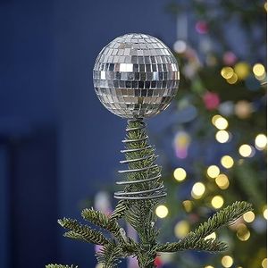 Ginger Ray Zilveren discobal kerstboom topper decoratief accessoire