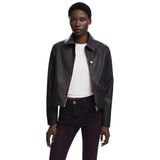 Bordeauxkleurige jas met leerlook