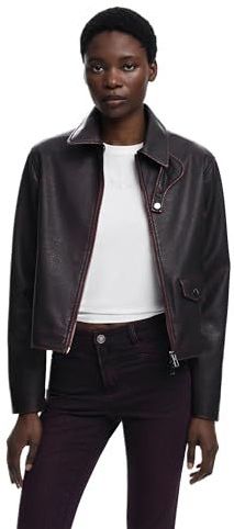 Bordeauxkleurige jas met leerlook