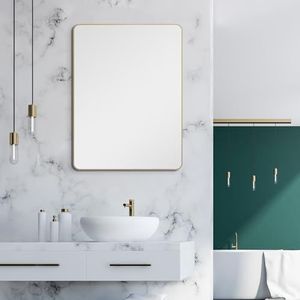 Talos Picasso Design spiegel goud 60 x 80 cm - met hoogwaardig aluminium frame voor tijdloze sfeer - perfecte badkamerspiegel en wandspiegel