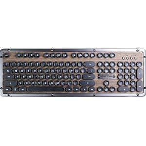 Azio Klassiek retro toetsenbord Elwood, mechanisch schrijfmachine-toetsenbord, steampunk-toetsenbord met Bluetooth, draadloos, verlichte toetsen, vintage look, QWERTZ