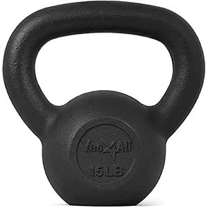 Yes4All K1VV Massief gietijzer Kettlebell gewicht, 6,8 kg, zwart